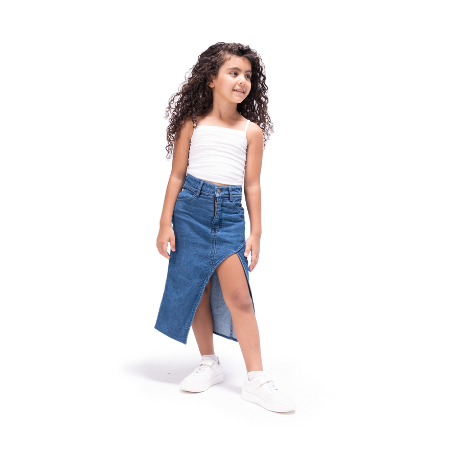 Blue Denim Skirt Set
