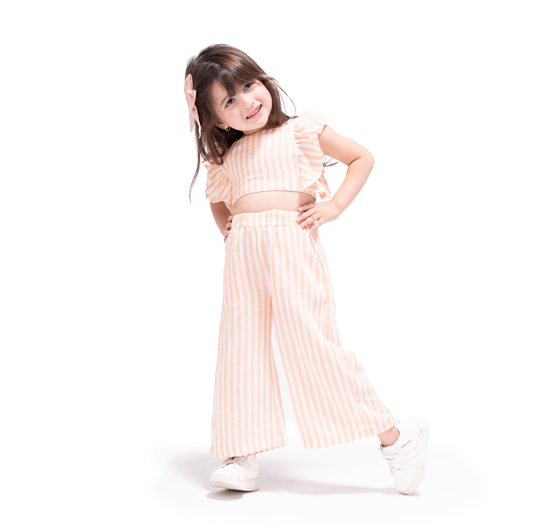 Orange Striped Cotton Blended Set - LALYA 2