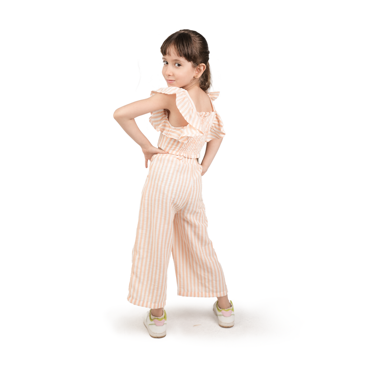 Orange Striped Cotton Blended Set - LALYA 4