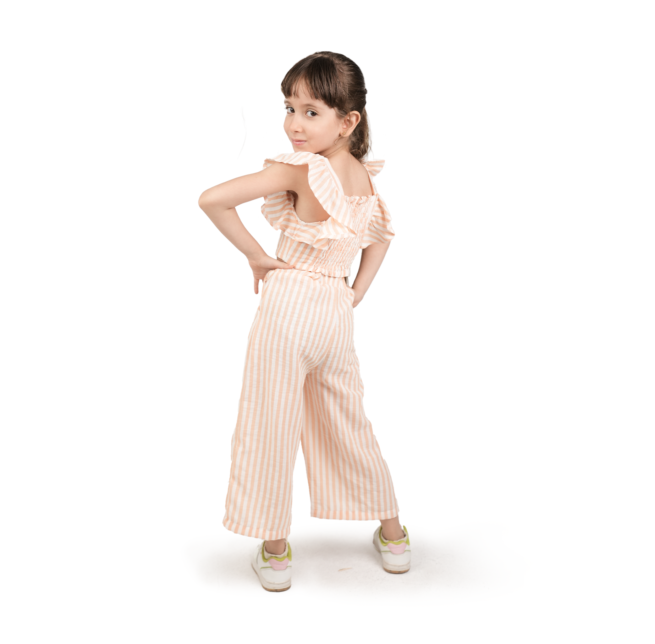Orange Striped Cotton Blended Set - LALYA 4