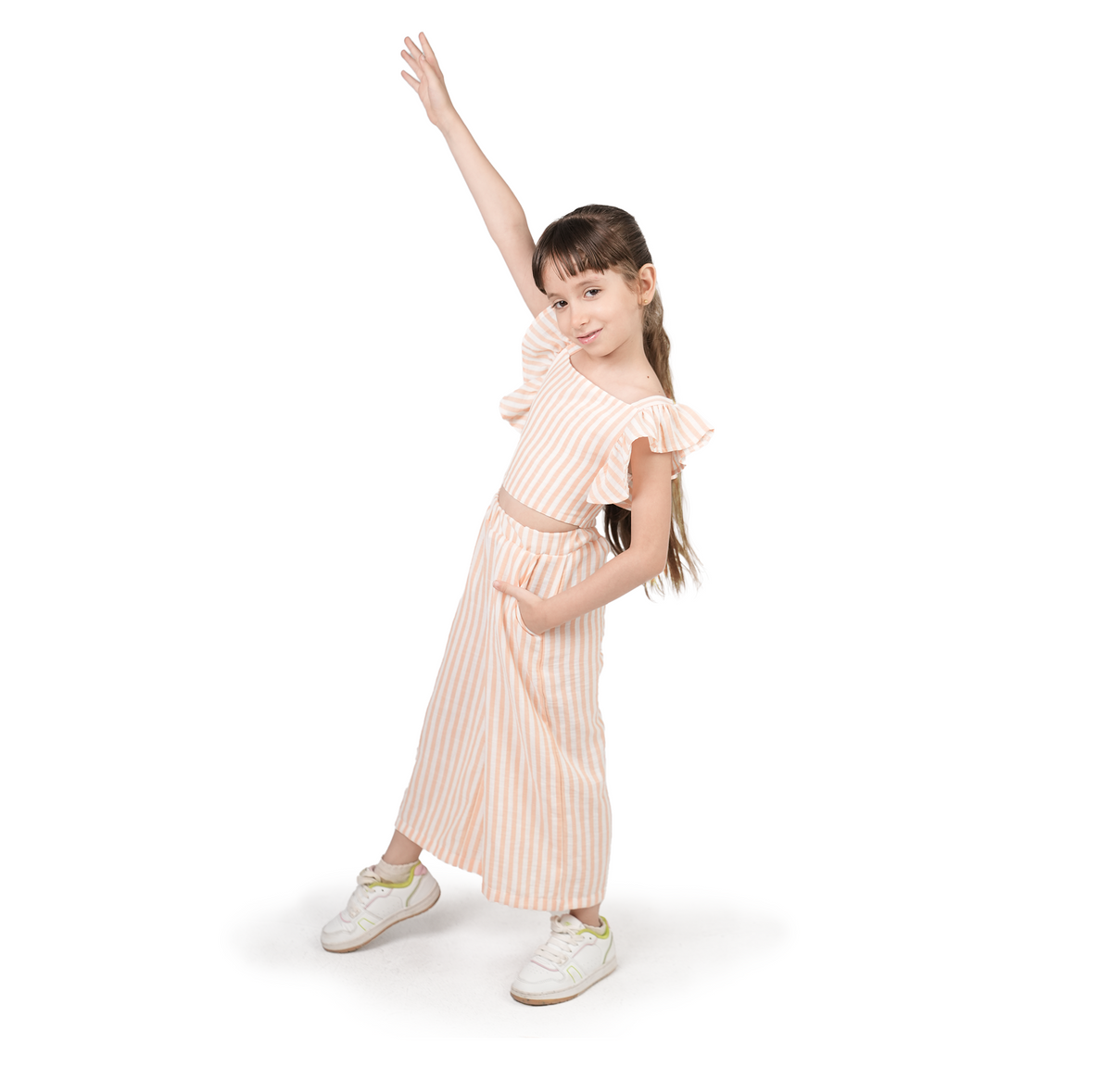 Orange Striped Cotton Blended Set - LALYA 7