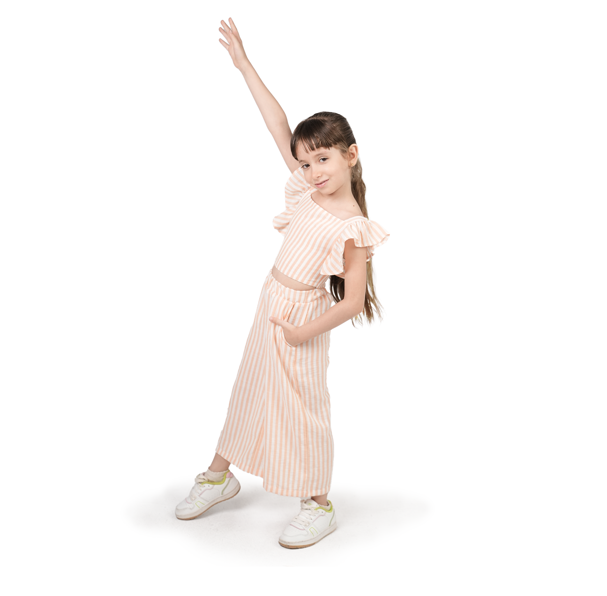 Orange Striped Cotton Blended Set - LALYA 7