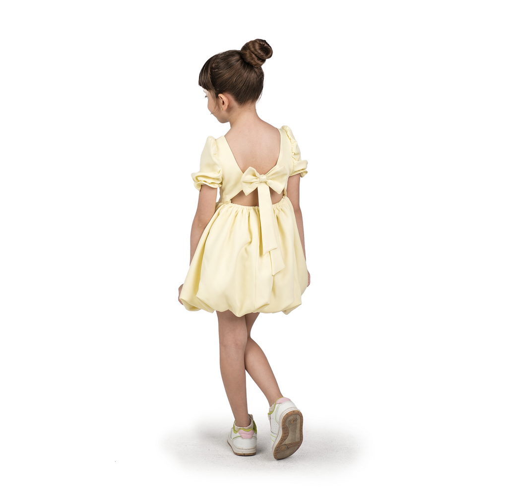 Yellow Puff Sleeve Barbie Dress - LALYA 1
