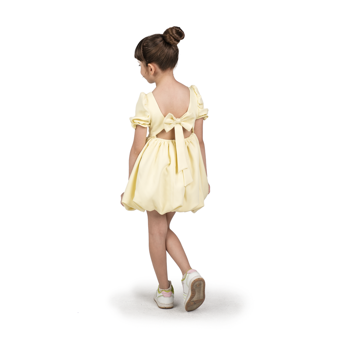 Yellow Puff Sleeve Barbie Dress - LALYA 1
