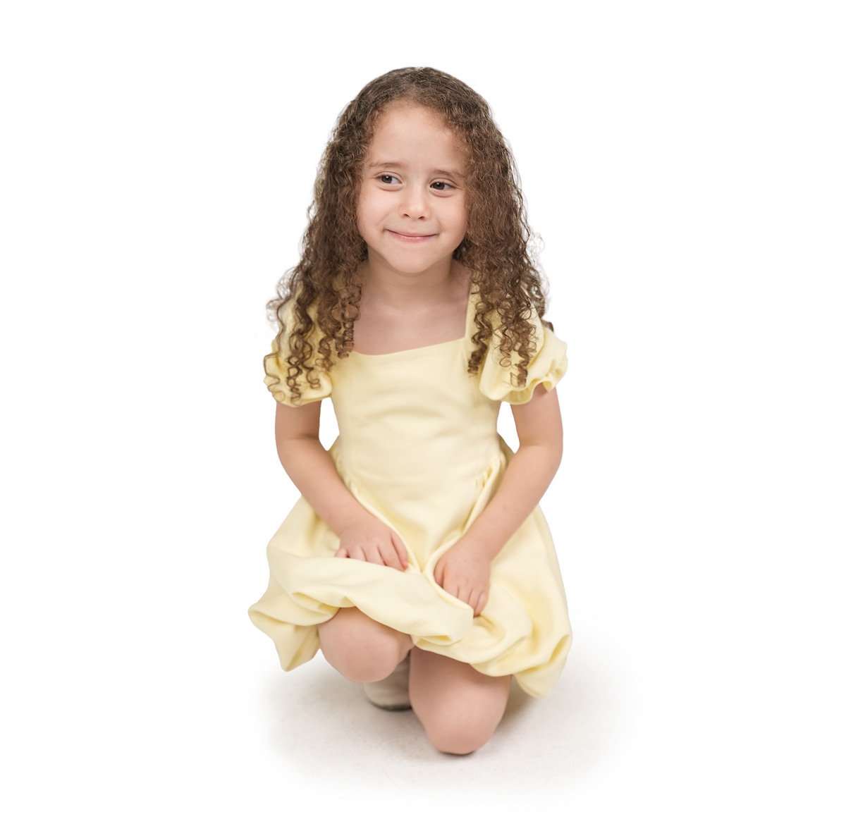 Yellow Puff Sleeve Barbie Dress - LALYA 4
