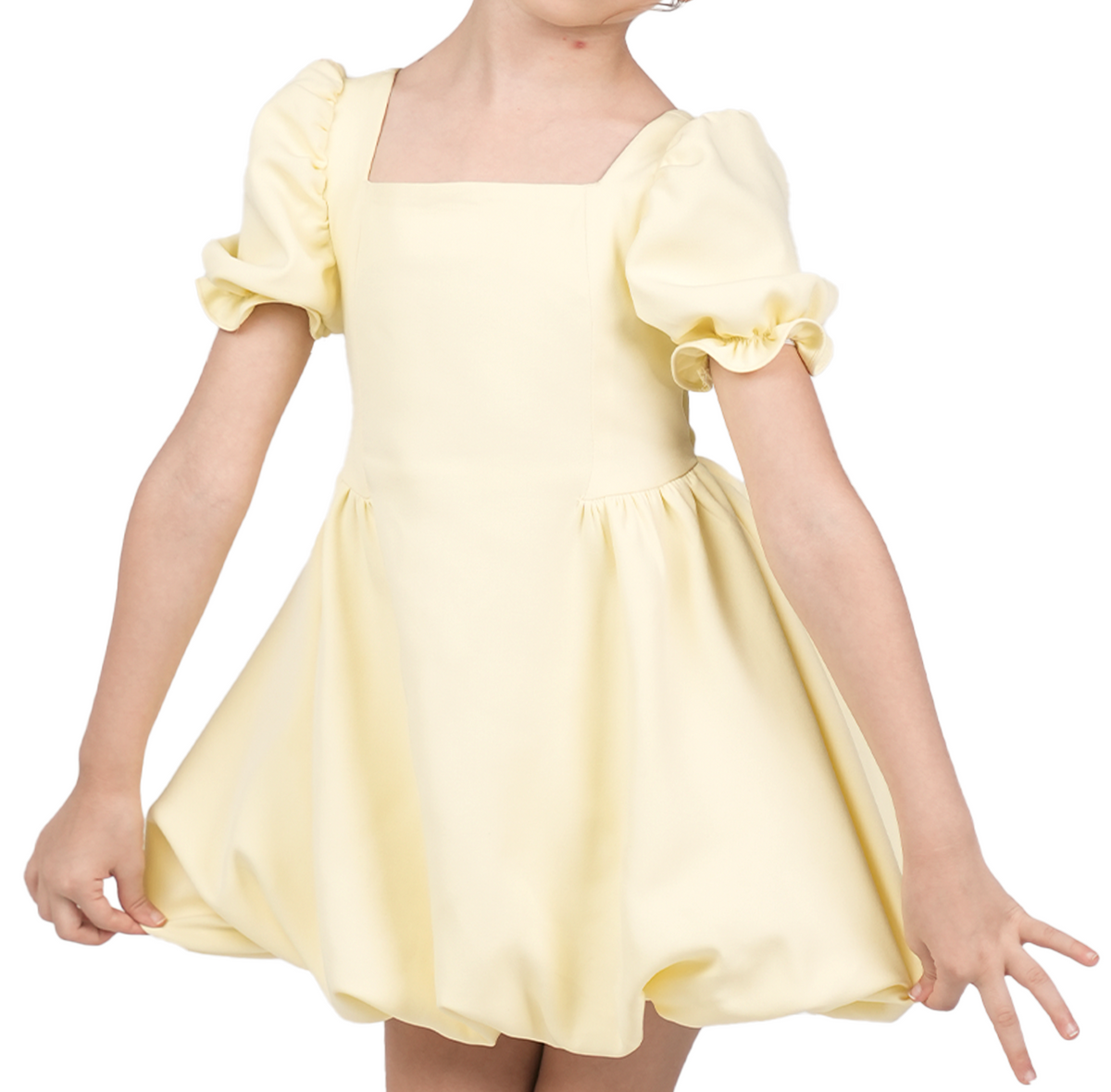Yellow Puff Sleeve Barbie Dress - LALYA 5
