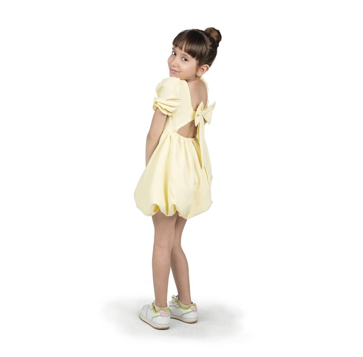 Yellow Puff Sleeve Barbie Dress - LALYA 6